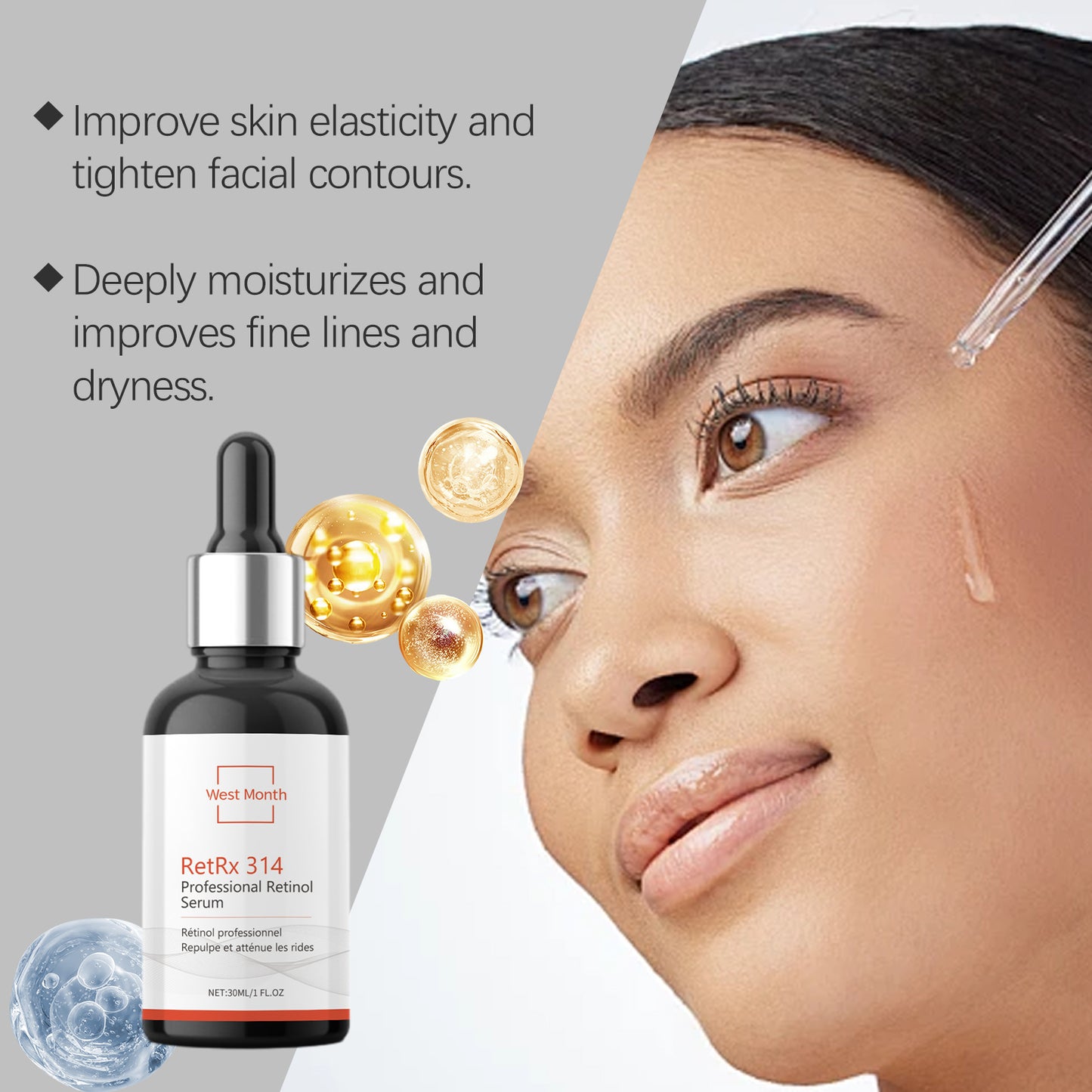 Retinol Anti-Aging Face Serum - Hydrating Collagen & Hyaluronic Acid, 30ml