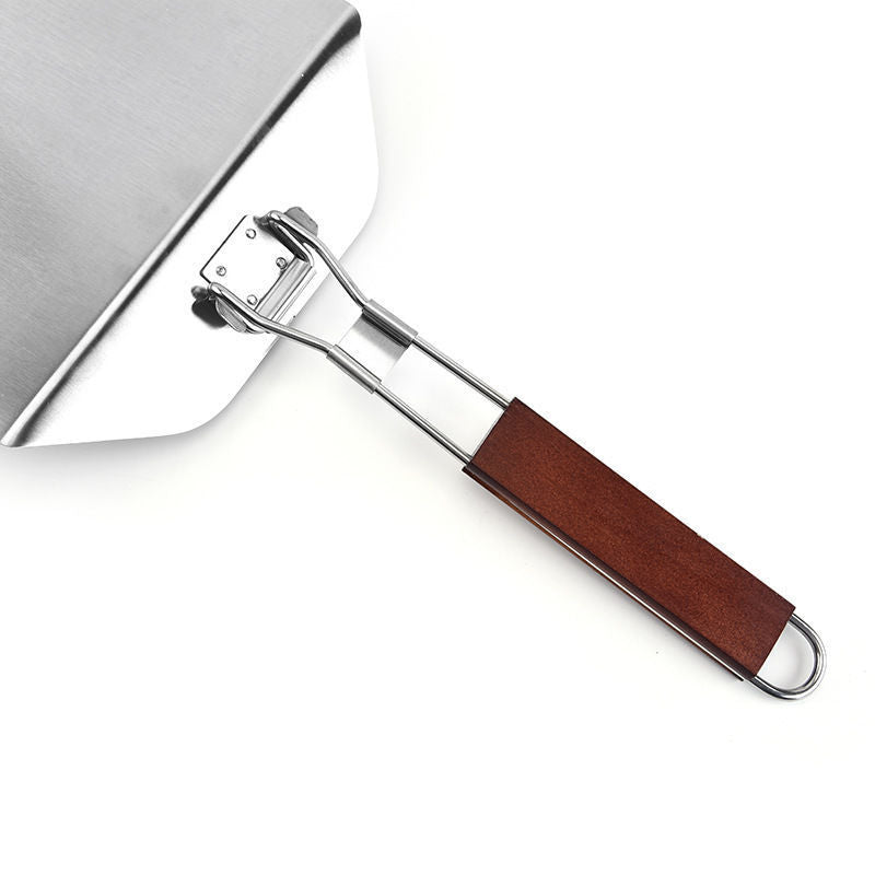 Foldable Stainless Steel Pizza Shovel with Wooden Handle - Baking & Pizza Tools