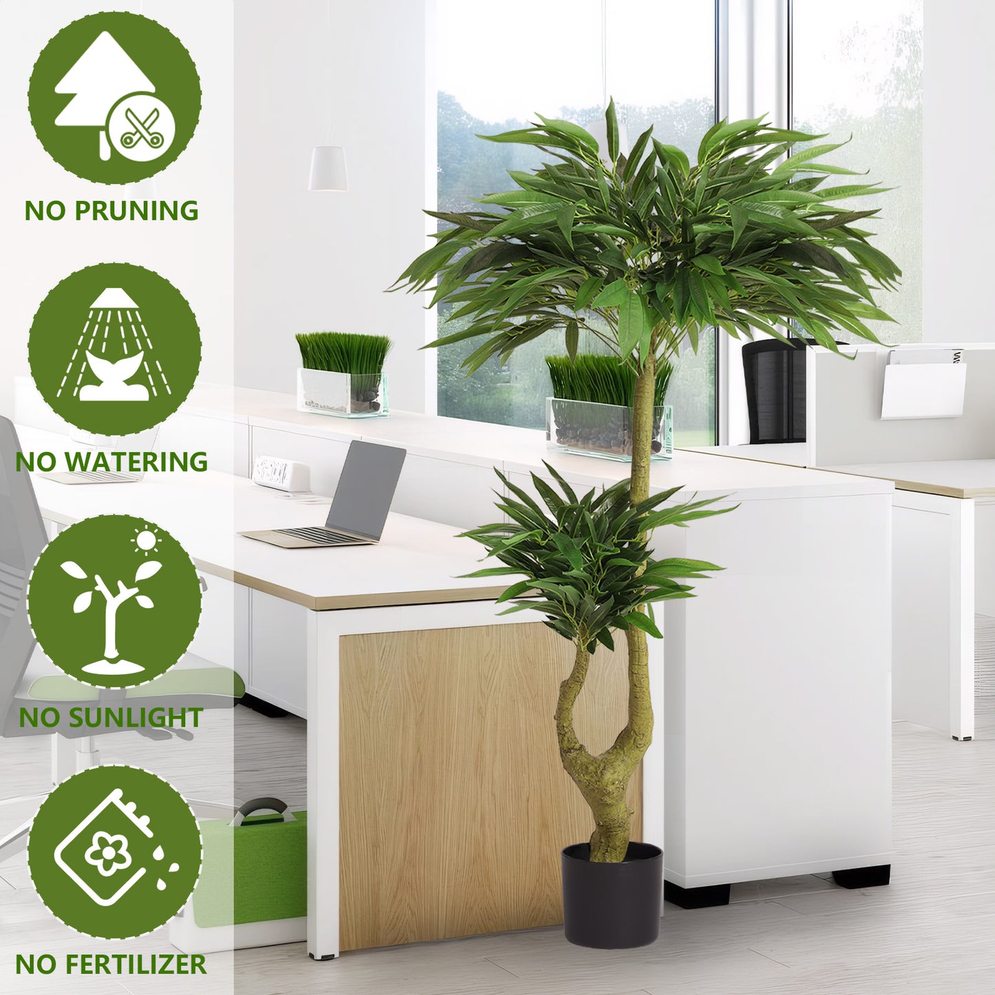 5FT Artificial Willow Tree - Green Faux Potted Plant