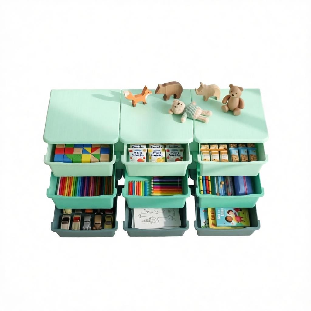 Toy Storage Organizer - Space-Saving Vertical Drawer Unit - Green