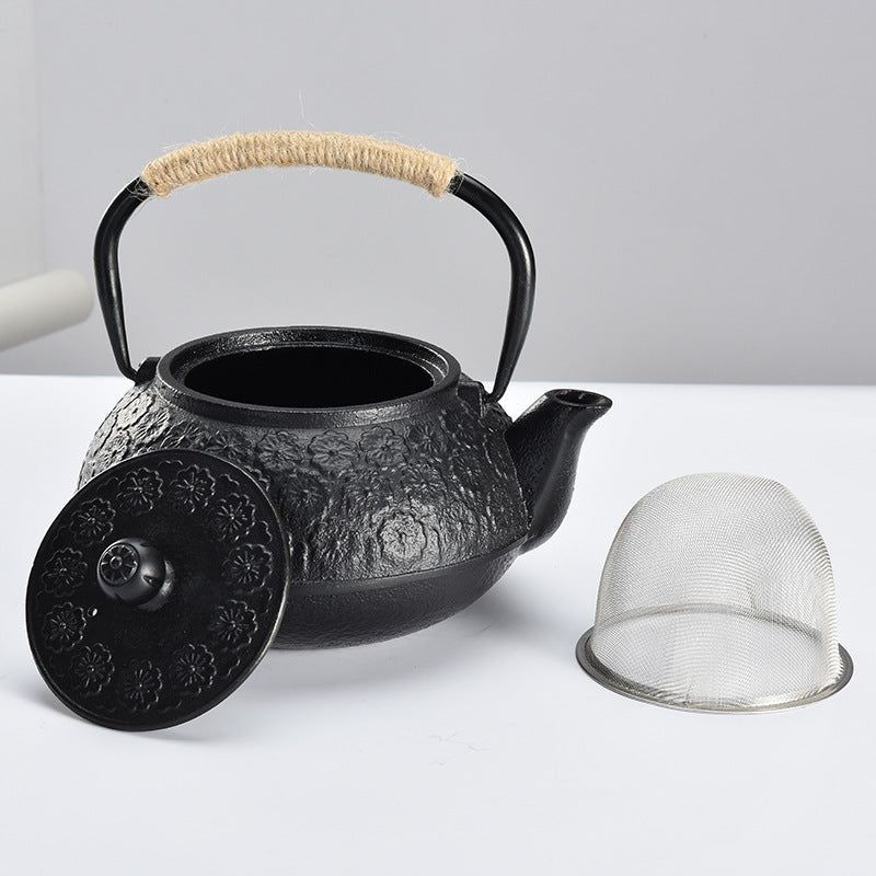 Japanese Style Cast Iron Water Boiling Teapot with Strainer 1000ML - Blue