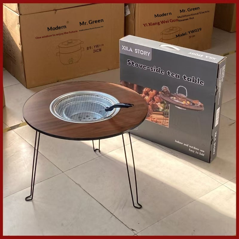 60cm Folding Outdoor Barbecue & Tea Table - Portable Garden & Home Storage