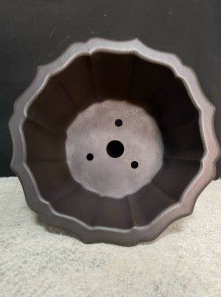 Purple Clay Flower Pot Floor-Standing Garden Planter 30x17cm Handmade