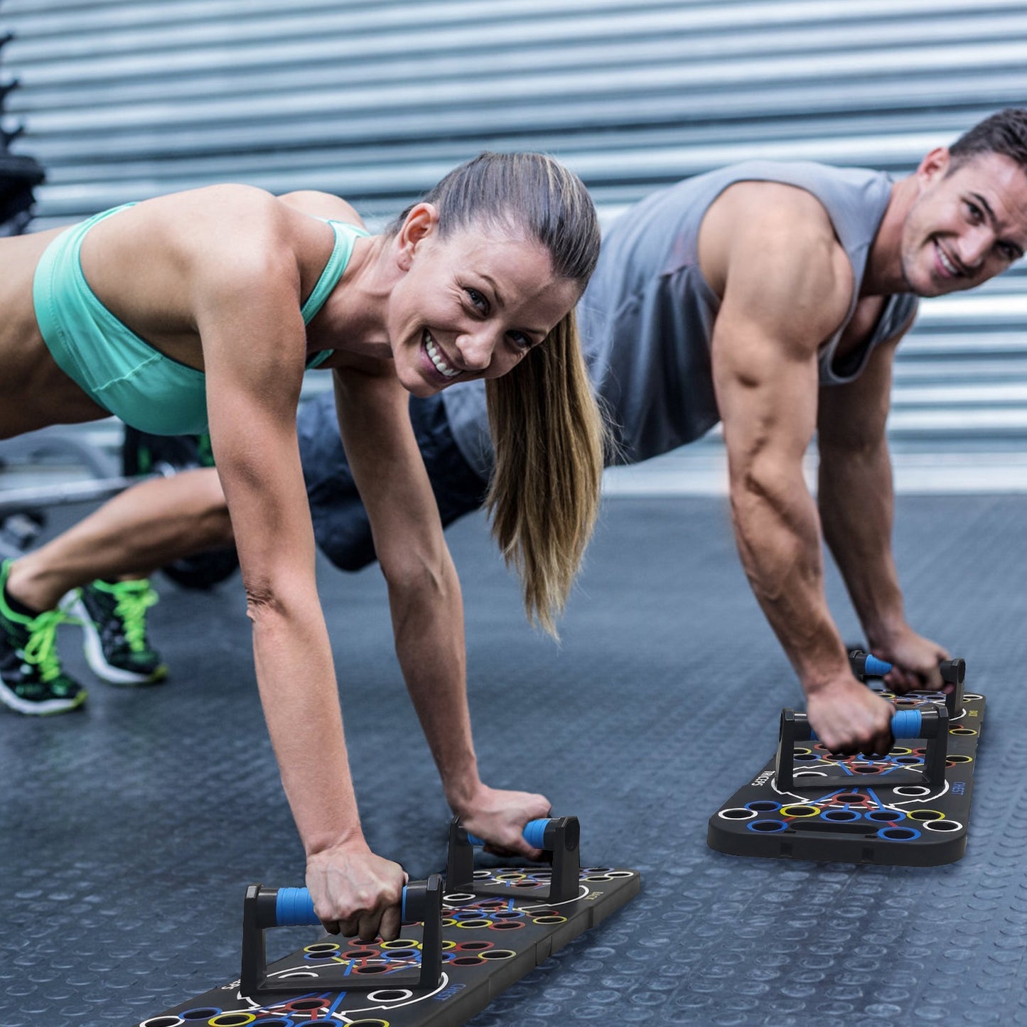 Multifunctional Push Up Board with 15 Fitness Accessories - Black