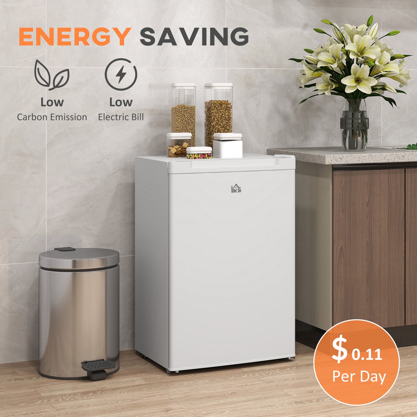 Mini Upright Freezer 3 Cu Ft with Reversible Door & Adjustable Thermostat, White