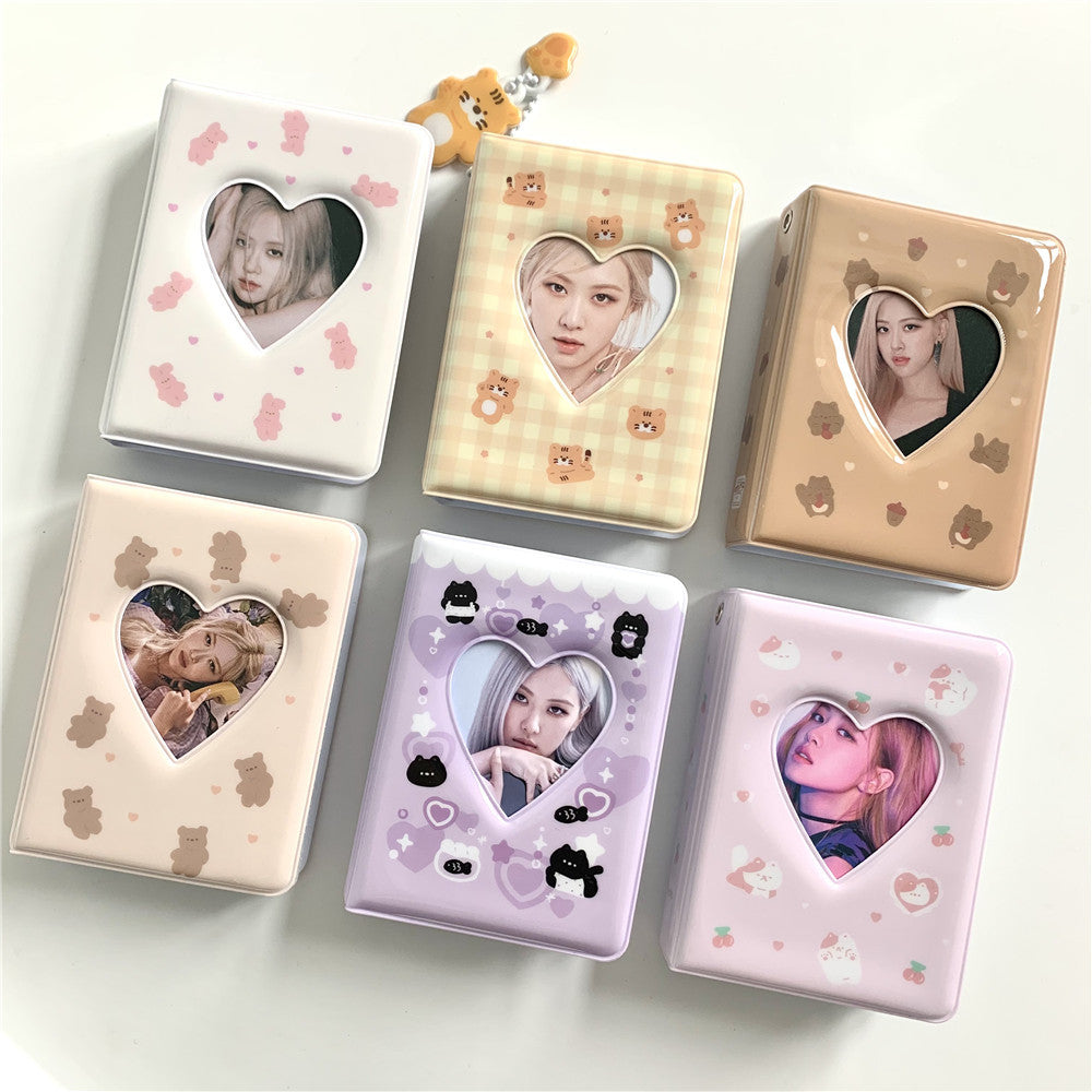 Mini Cartoon Photo Album with PVC Cover - 20 Pages, 7.8x11cm, Multiple Colors