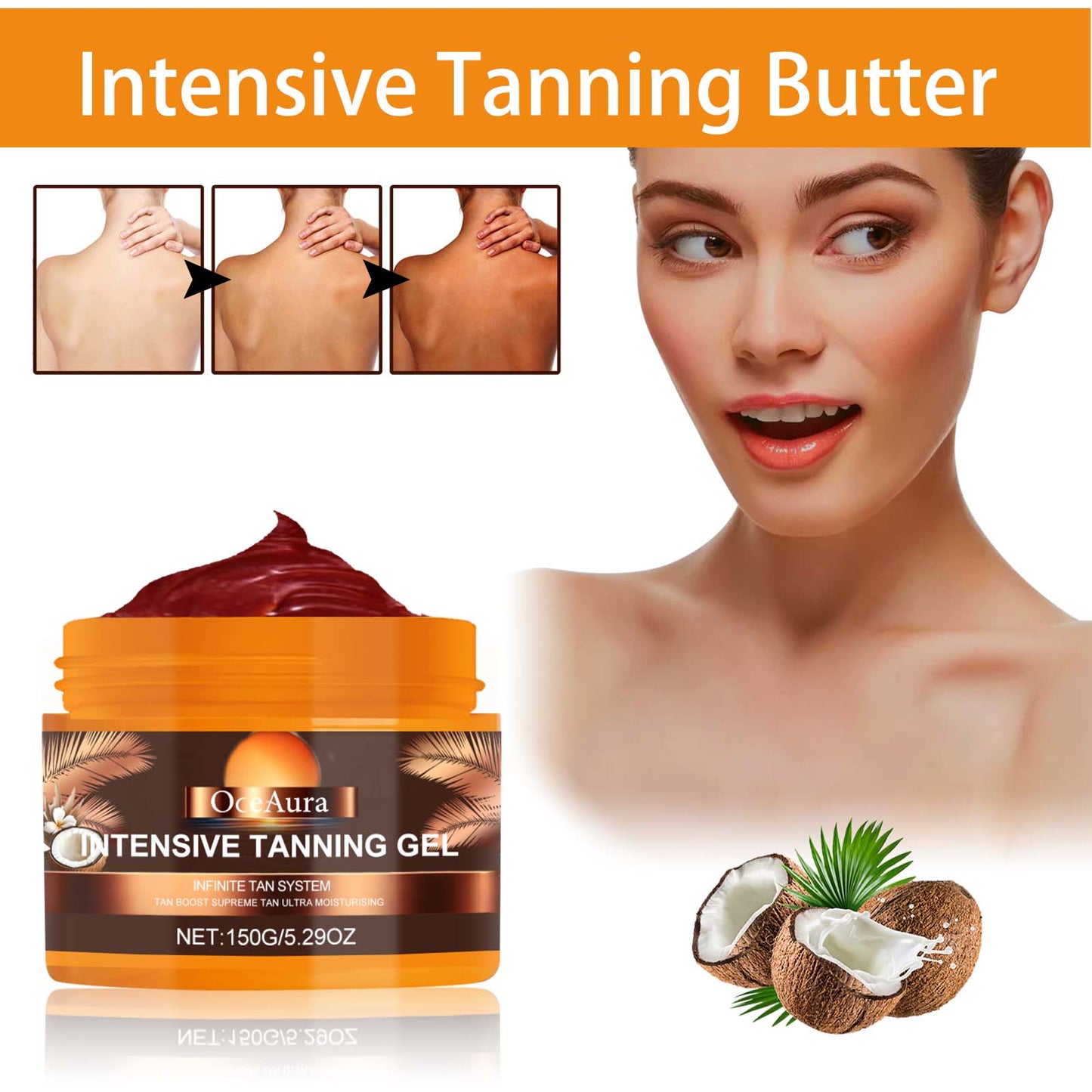 Intensive Tanning Gel - Natural Moisturizing Body Bronzer for Sun-Kissed Skin