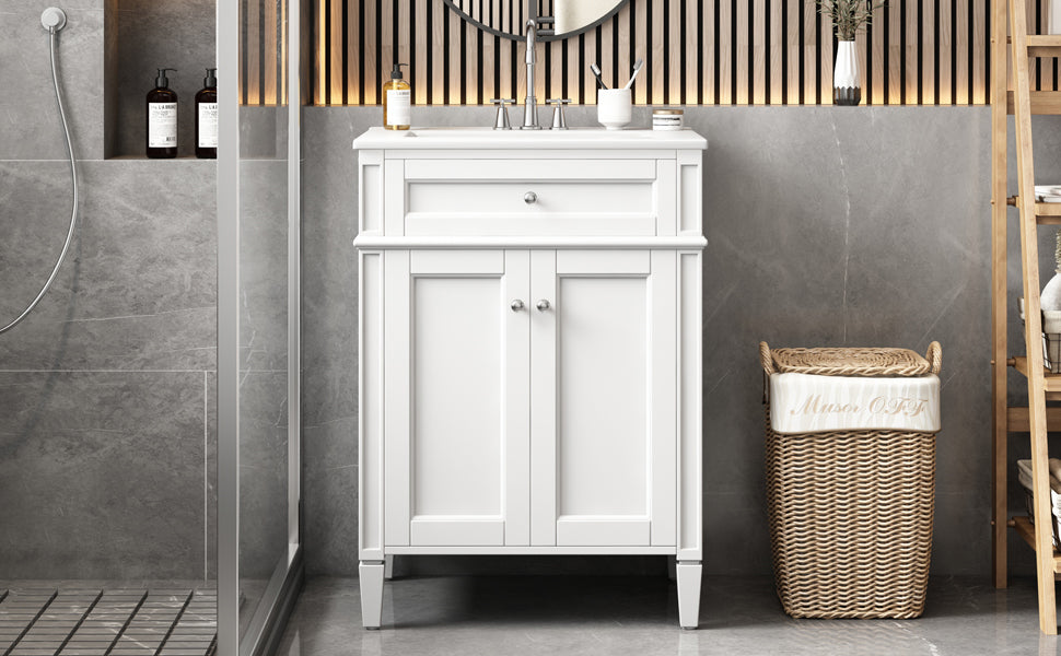 24" Bathroom Vanity with Sink, Soft-Close Doors & Storage