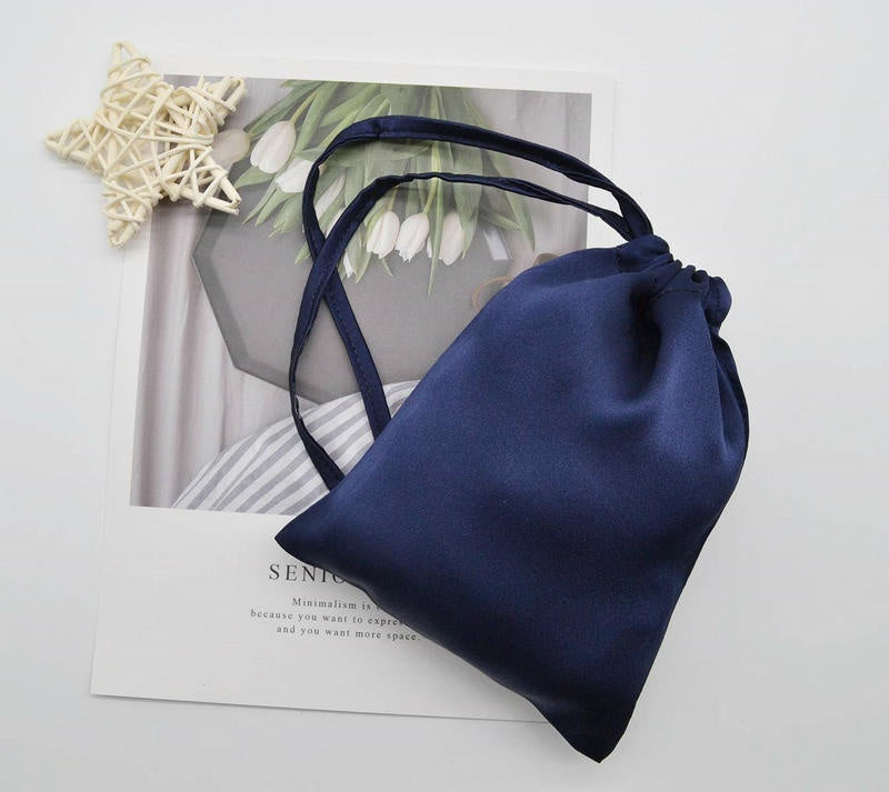 Silk Eye Mask Cosmetic Bag with Pocket - Jewelry & Travel Organizer