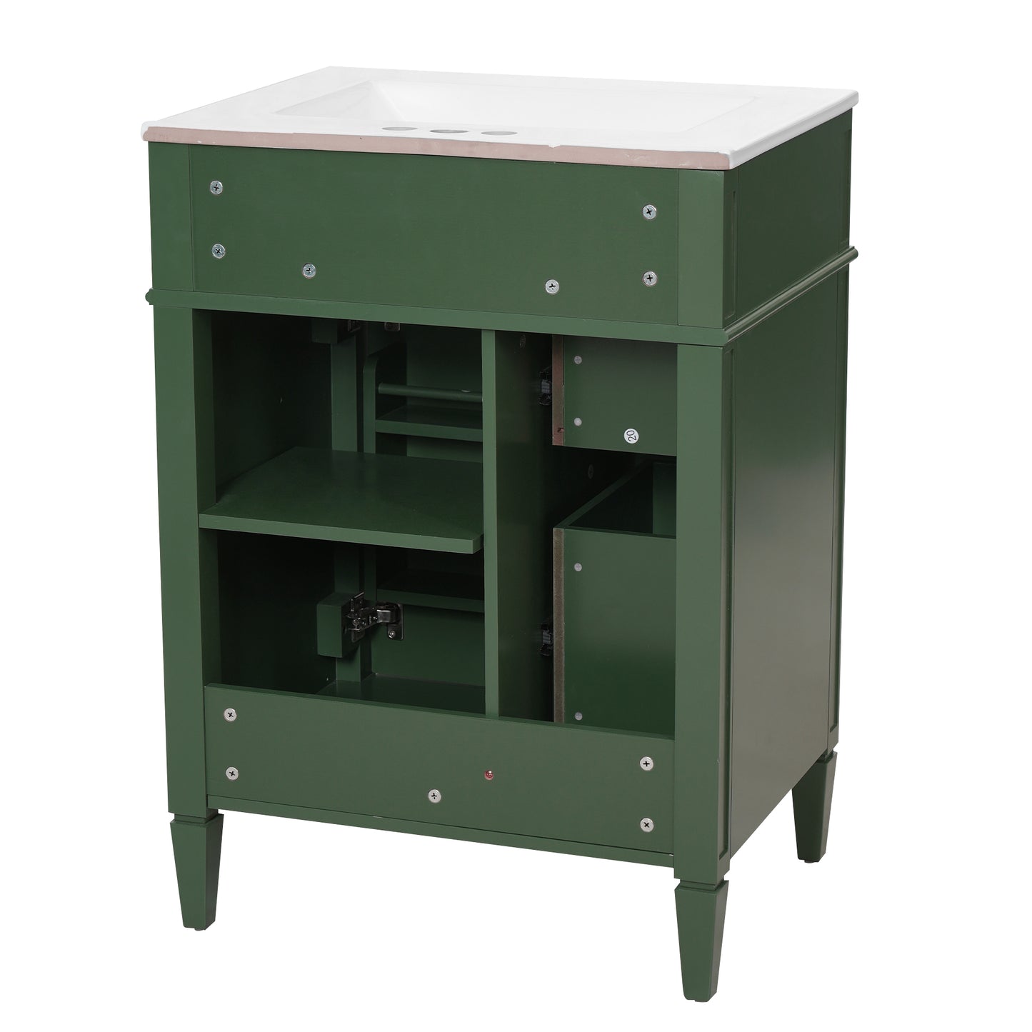 24'' Green Bathroom Vanity with Ceramic Sink & Storage Drawers