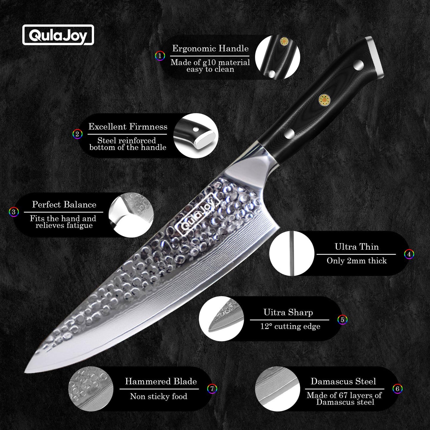 8-Inch Professional Chef Knife - VG-10 Damascus Steel Blade