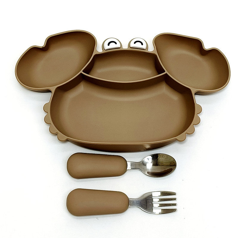 All-in-One Baby Feeding Tray with Compartments Silicone Dinnerware Set