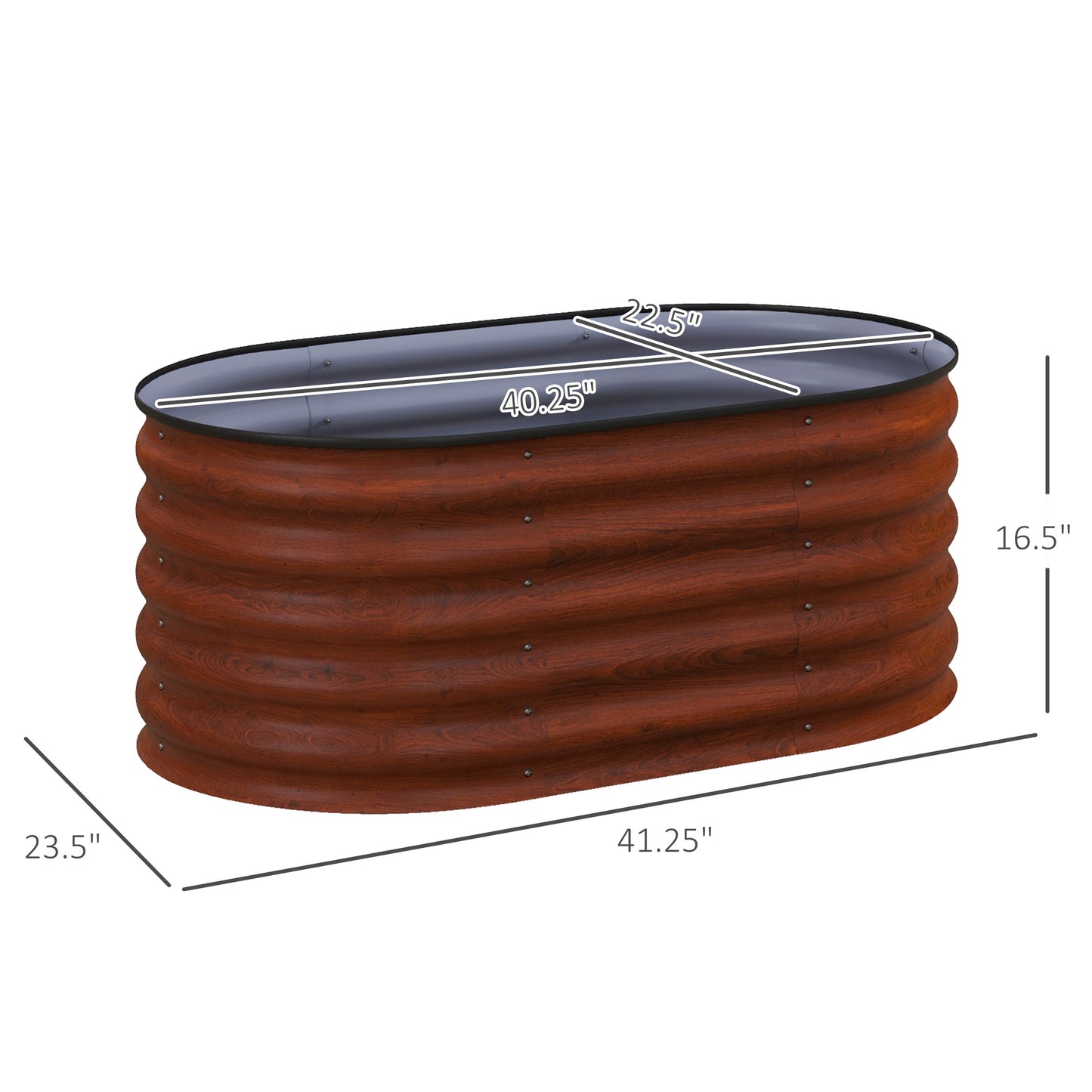 Galvanized Raised Garden Bed Kit - Metal Planter Box with Safety Edging, Brown - 41.25 x 23.5 x 16.5 Inches