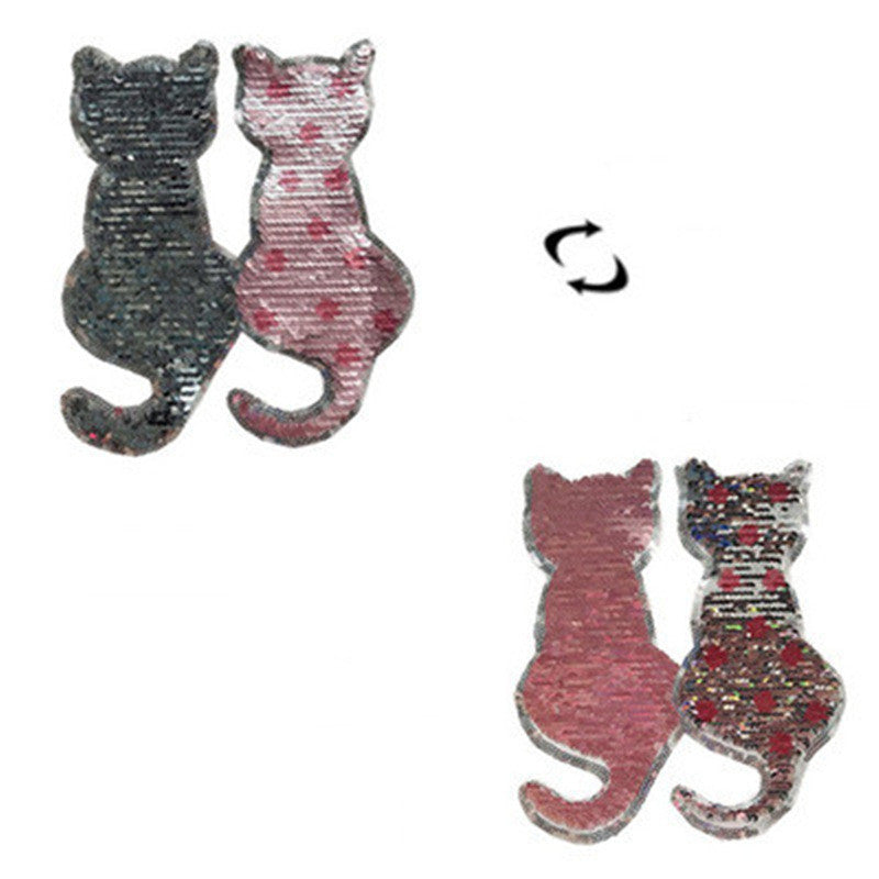 Reversible Sequined Animal Cloth Patch Embroidery Lace Accessories - Multi Color