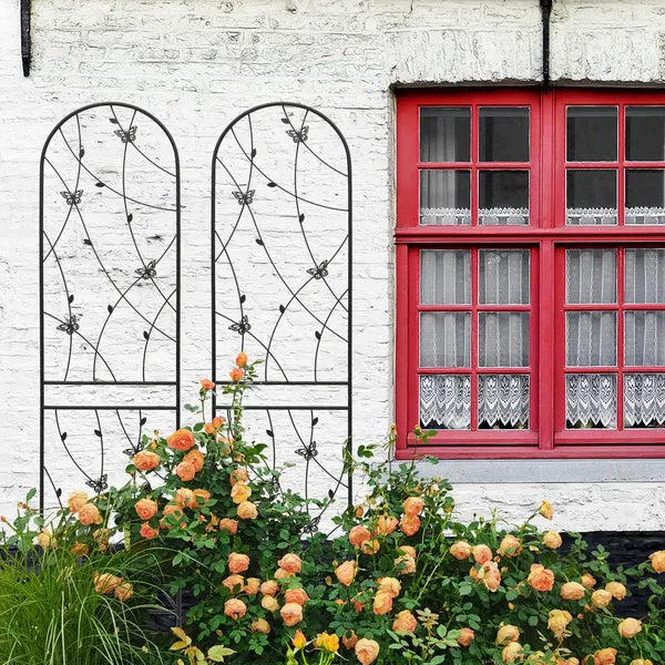 Metal Garden Trellis 86.7" x 19.7" - Black Climbing Support