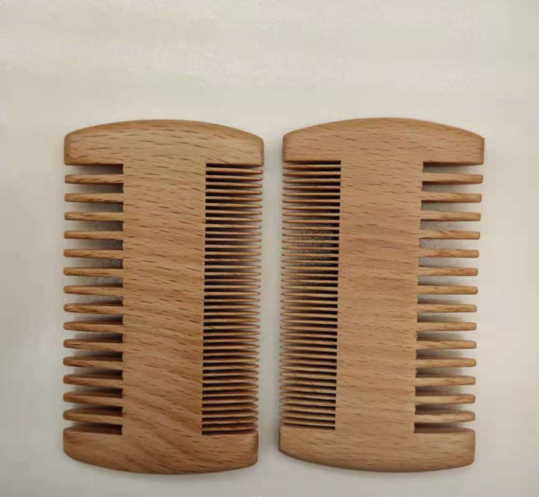 Double-Sided Wooden Comb - Peach & Beech Hair & Beard Comb