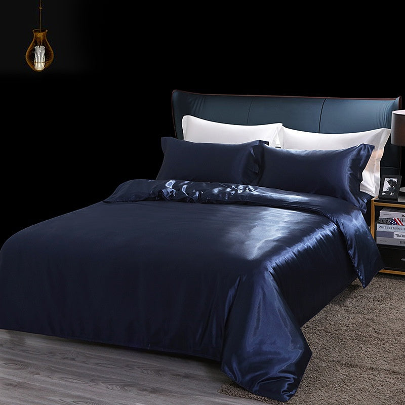Silky Four-Piece Bedding Set - Quilt Cover Bed Sheet & Fitted Sheet