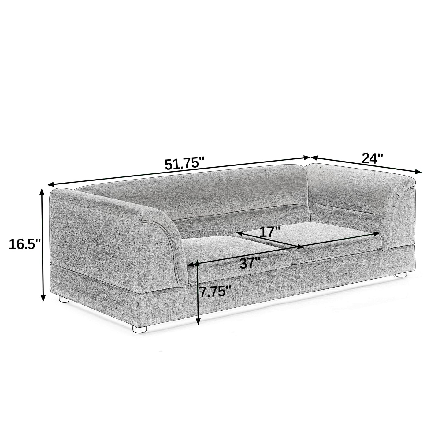 Oversized Pet Sofa Bed - Rectangular Linen Dog Couch for Large Dogs - Olive Green