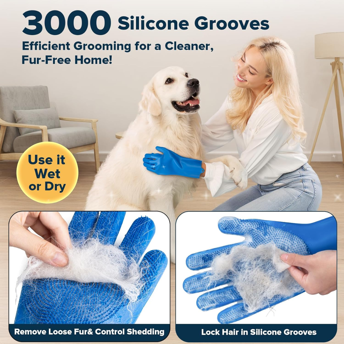 Pet Grooming Kit 6PCS Dog & Cat Bath Supplies Gloves Brushes Toothbrush
