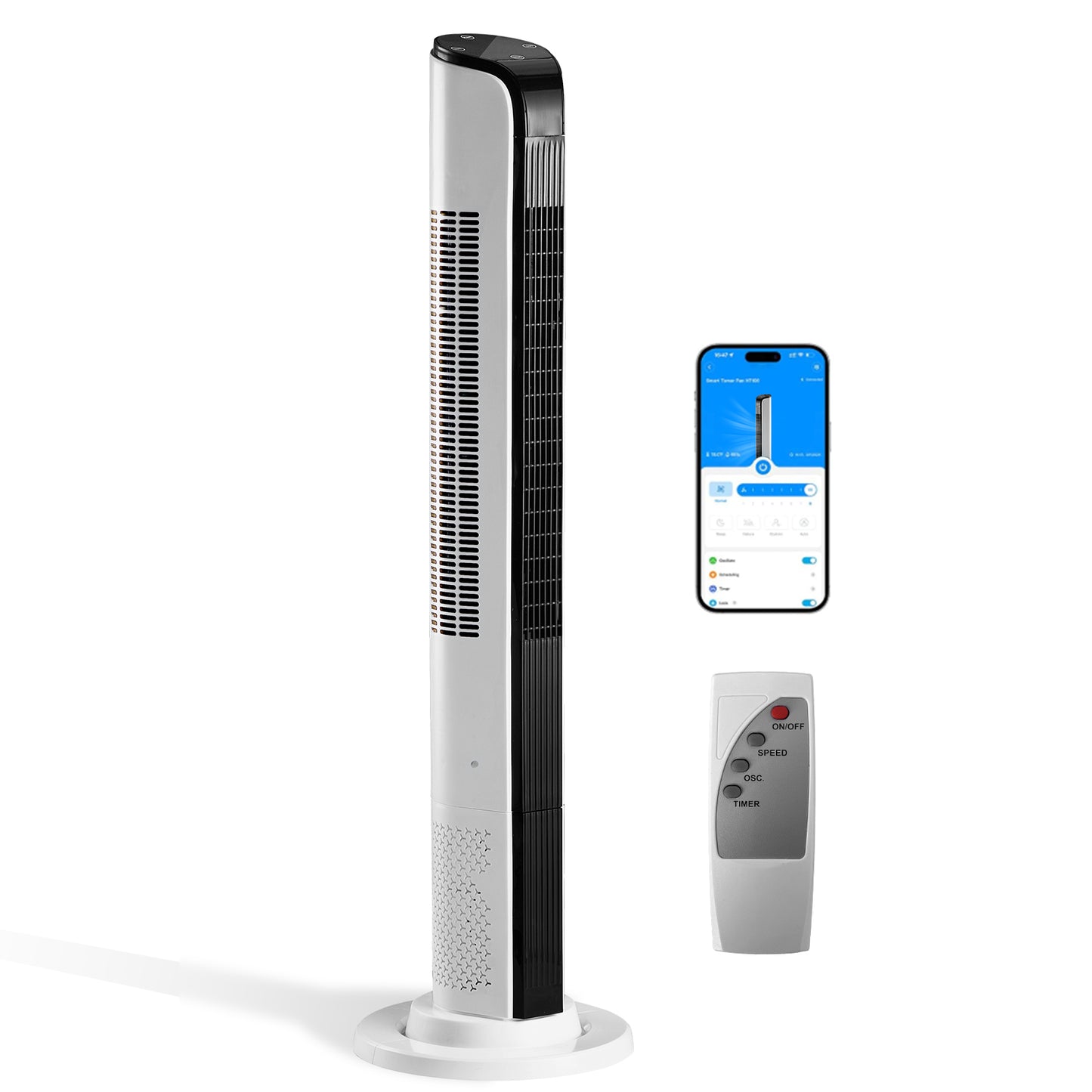 42 Inch Smart Tower Fan with WiFi Remote Control Digital Display Space Saving