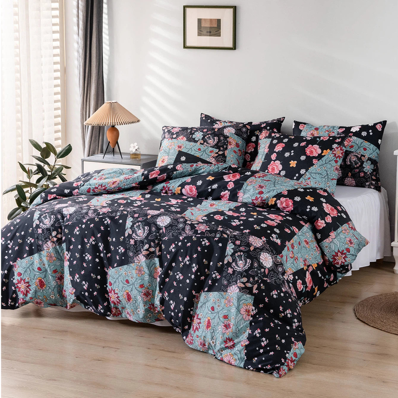 Colorful Geometric Marble Patterned Duvet Cover Bedding Set - 3 Pieces