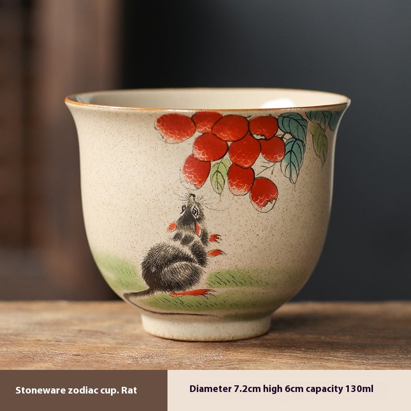 Zodiac Retro Chinese Style Ceramic Kung Fu Master Cup Set - Multiple Variants