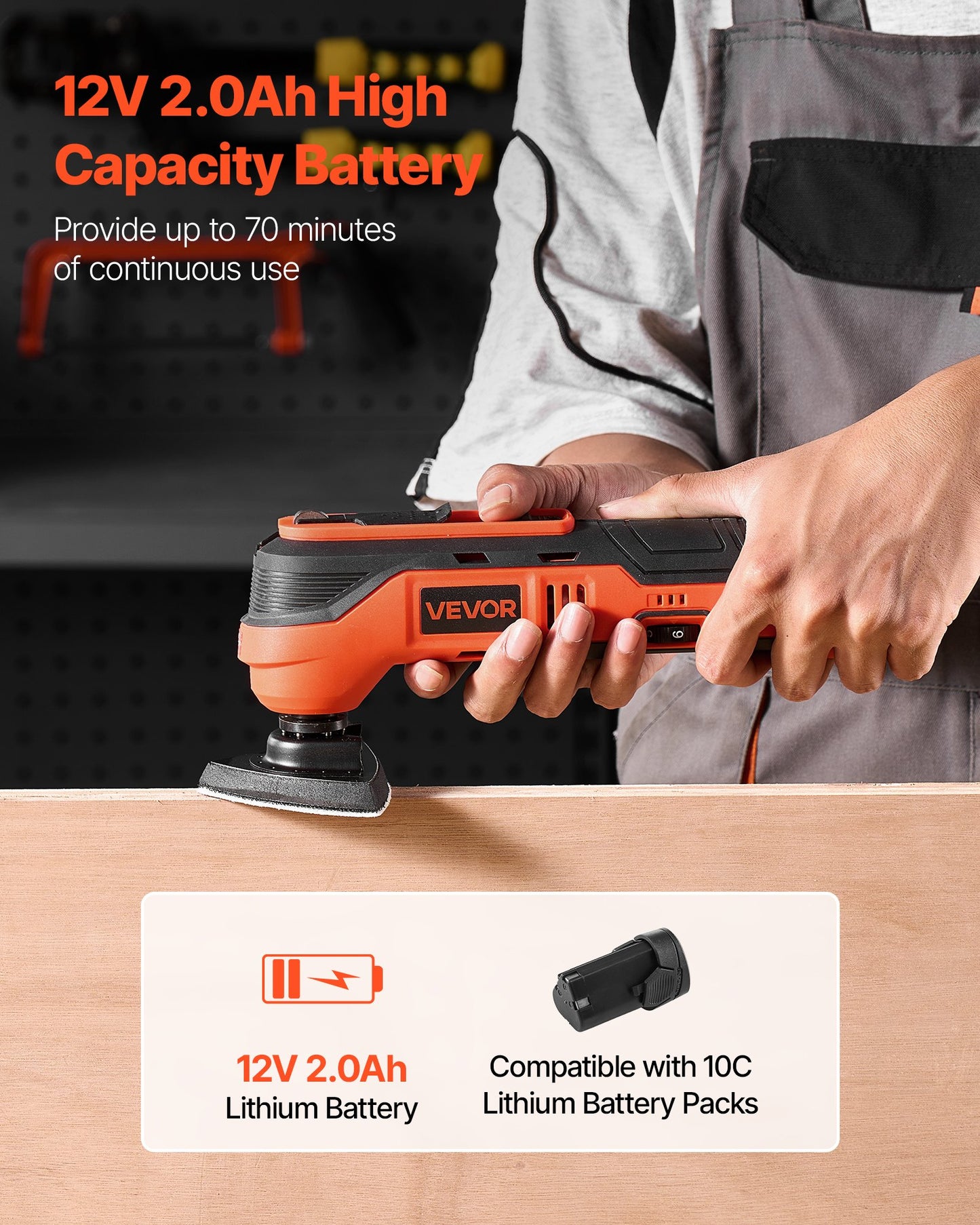 Cordless Oscillating Multi-Tool Kit with 6 Speed Settings & LED Light