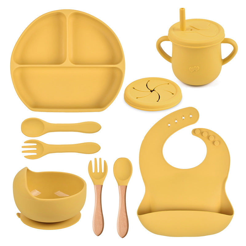 Silicone Solid Color Baby Tableware Set - Child Safe Dinnerware Kit