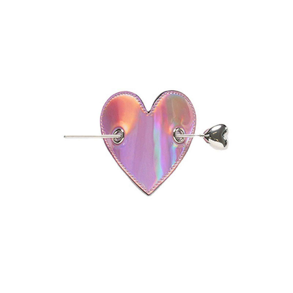Heart Sequin Leather Hairpin - Pink