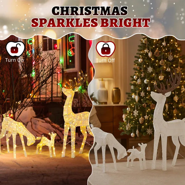 Lighted Christmas Reindeer Family Set - 3 Outdoor Decorations
