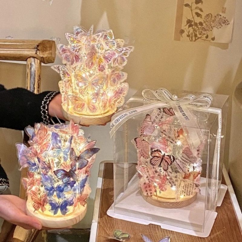 DIY Butterfly Night Light Kit - Glowing Atmosphere Lamp for Home & Kids