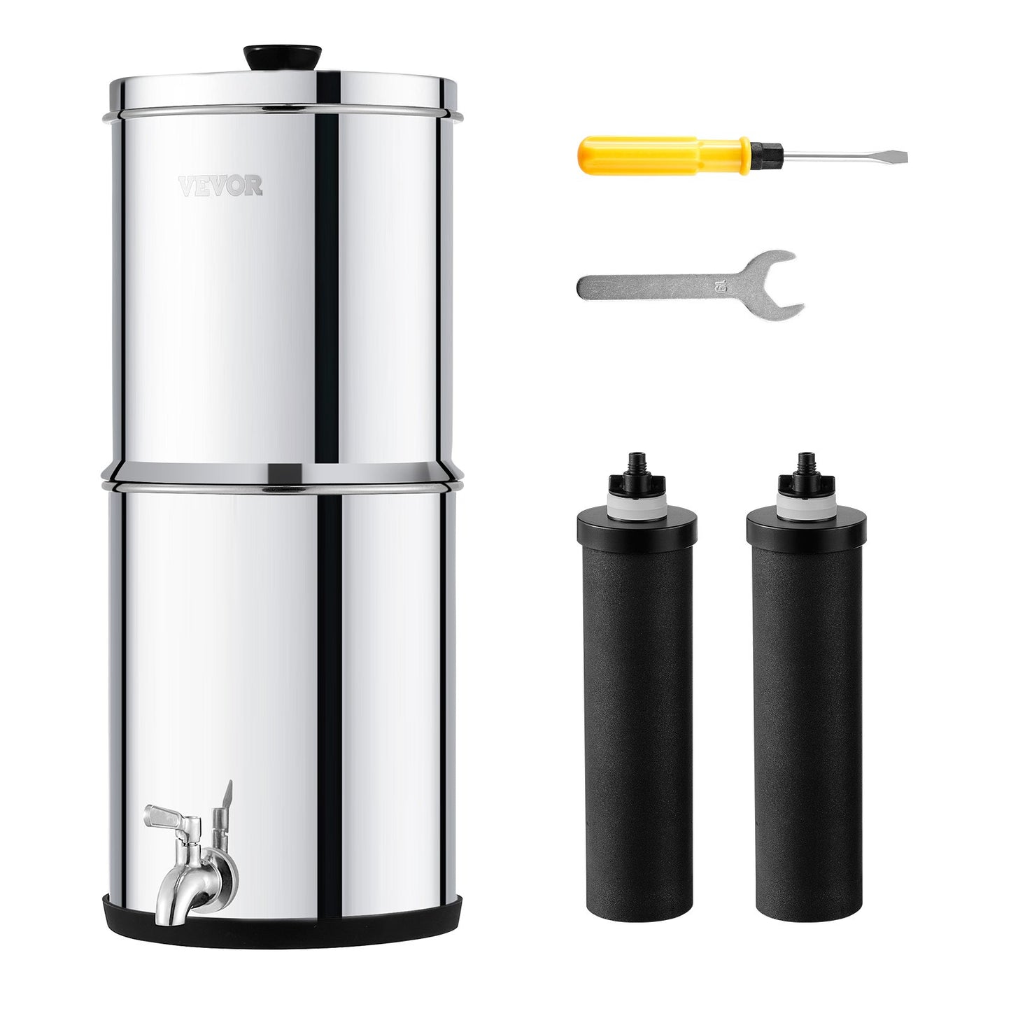 Gravity-Fed Water Filter Countertop System - Stainless Steel 2 Filters