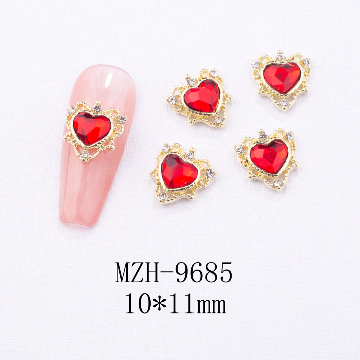 Glass Nail Decorations with Red Bow Design - Assorted Series