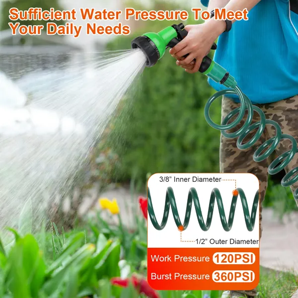 Self-Coiling Garden Hose with 7 Spray Modes - 20M Flexible Watering Tool