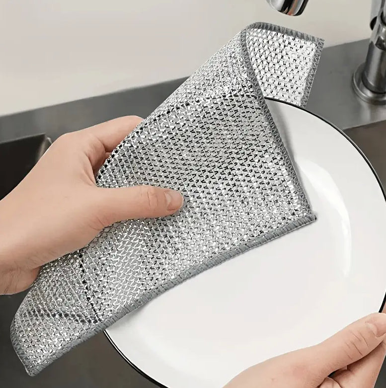 Double-Sided Kitchen Oilproof Cleaning Scouring Pad - Microfiber, 20x20cm, Multi-Pack