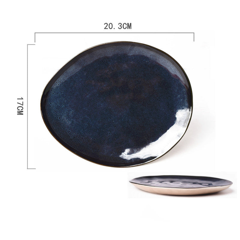 Ceramic Hand-Painted Western Style Breakfast Plate 8 Inch Microwave Safe