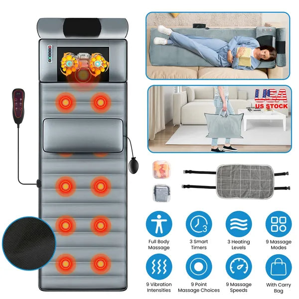 Full Body Electric Massage Mat with Heat and Vibration Therapy