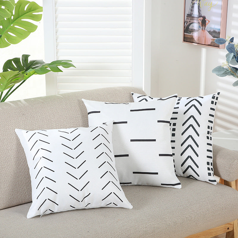 Office Sofa Geometric Line Print Pillowcase 45x45cm Modern Decor