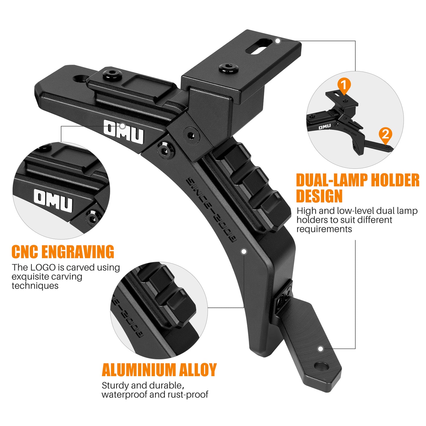 A-Pillar Light System Mount for Jeep Wrangler 4XE - Black