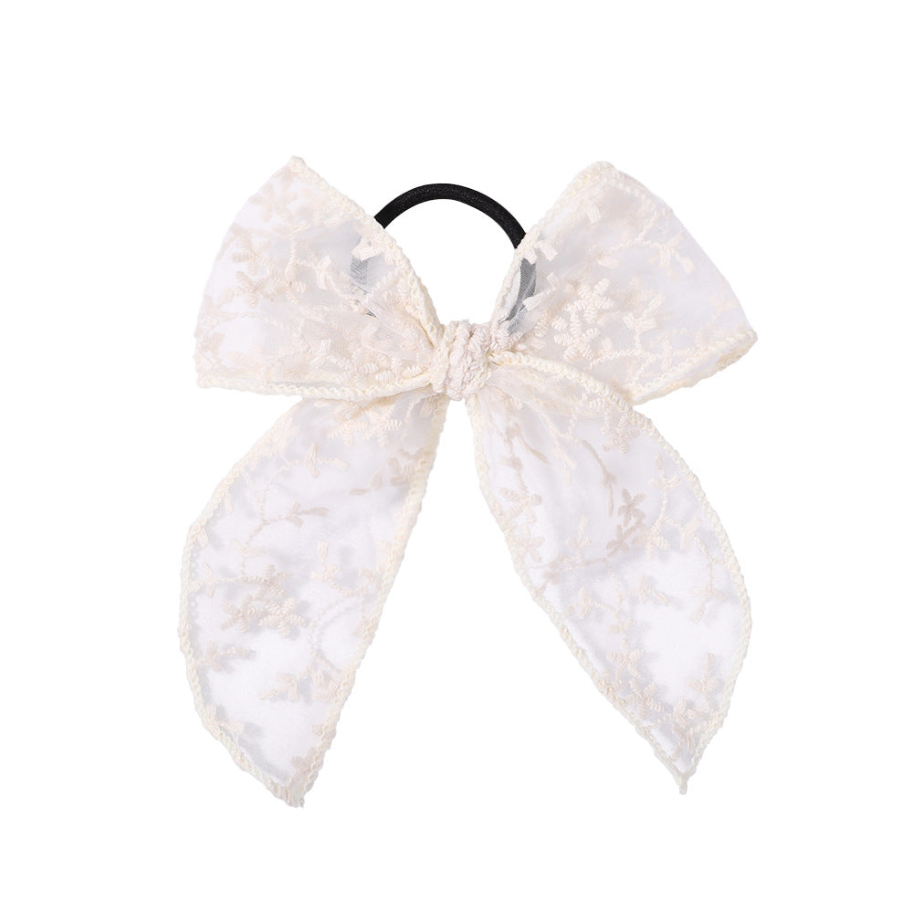 Cute Embroidered Bowknot Hair Ring with Lace and Floral Design - Child & Women Hair Accessories