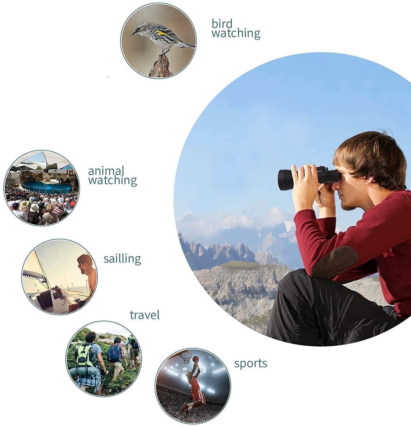 High-Power Binoculars for Bird Watching and Outdoor Sports - Black