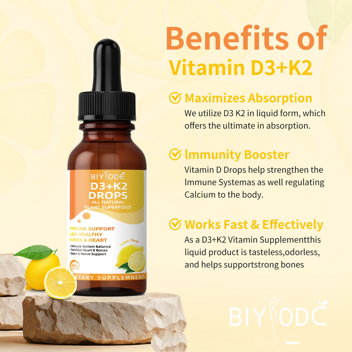Vitamin D3 K2 Drops - 60ml Liquid Supplement