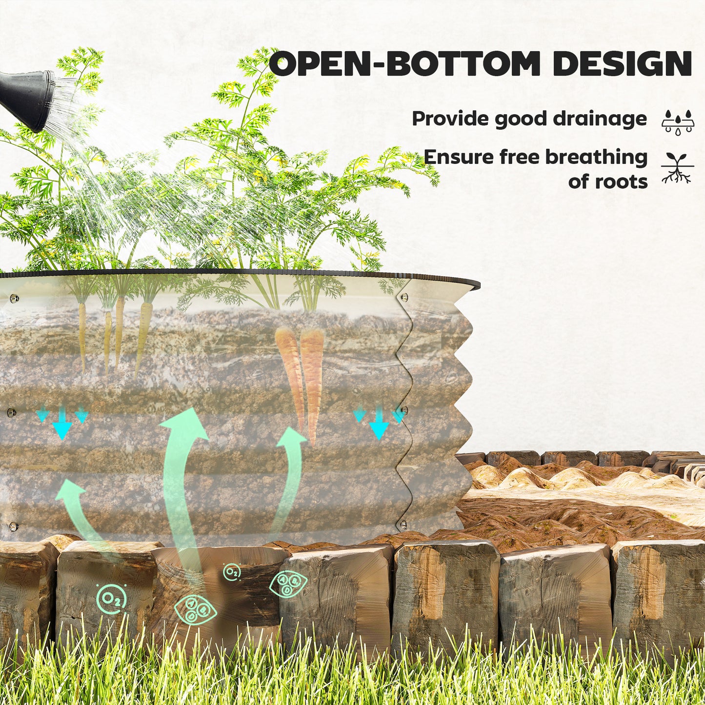 Set of 2 Raised Garden Beds Metal Planter Boxes Cream Weatherproof Outdoor