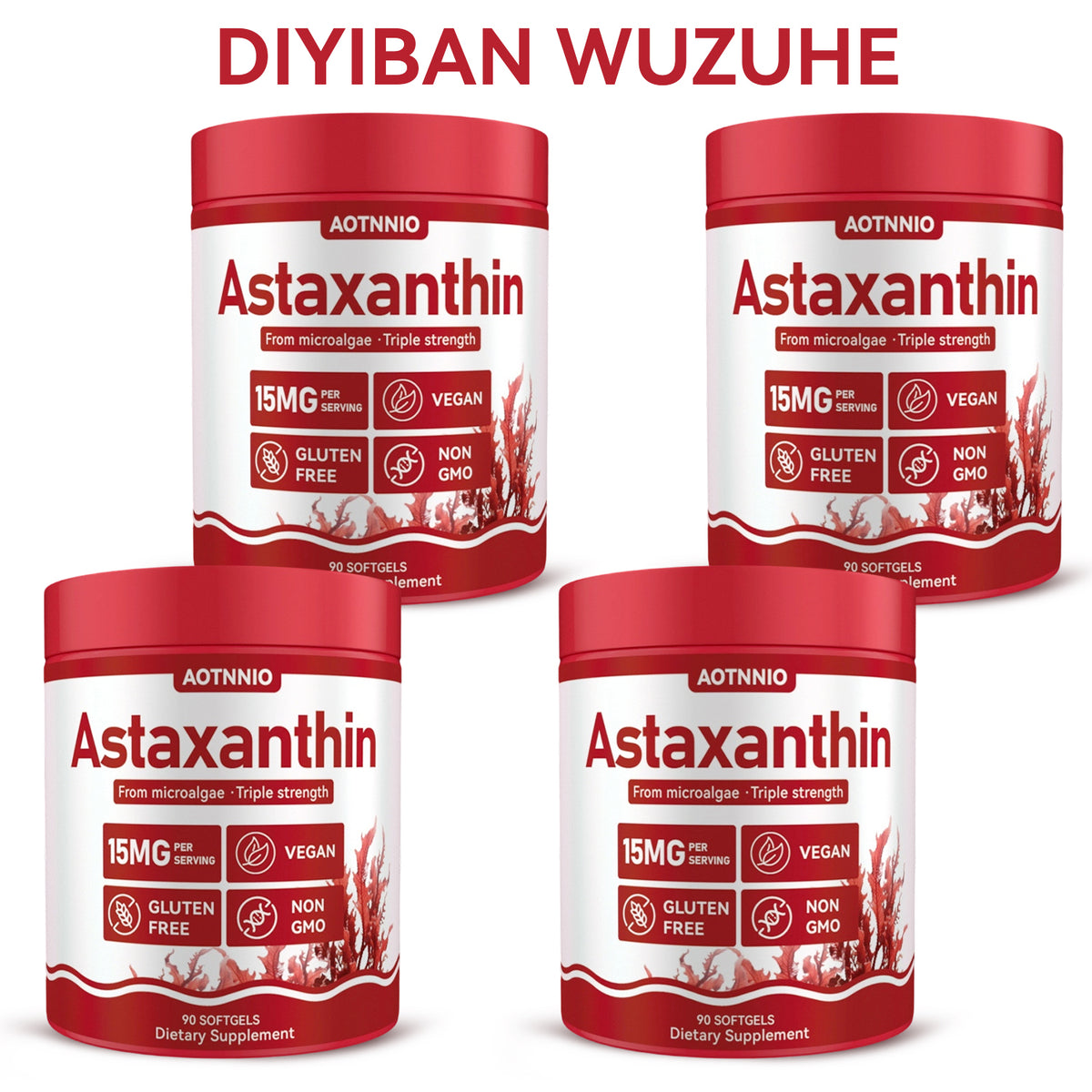 Astaxanthin Dietary Supplement - Antioxidant Support for Skin and Health, Multiple Quantities