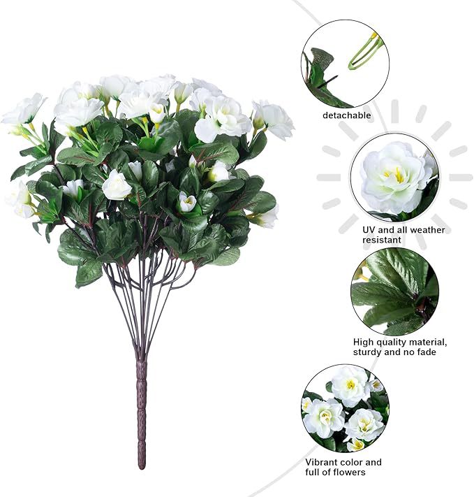 Artificial Green Plant Bouquet with Silk Flowers for Home & Garden Decor