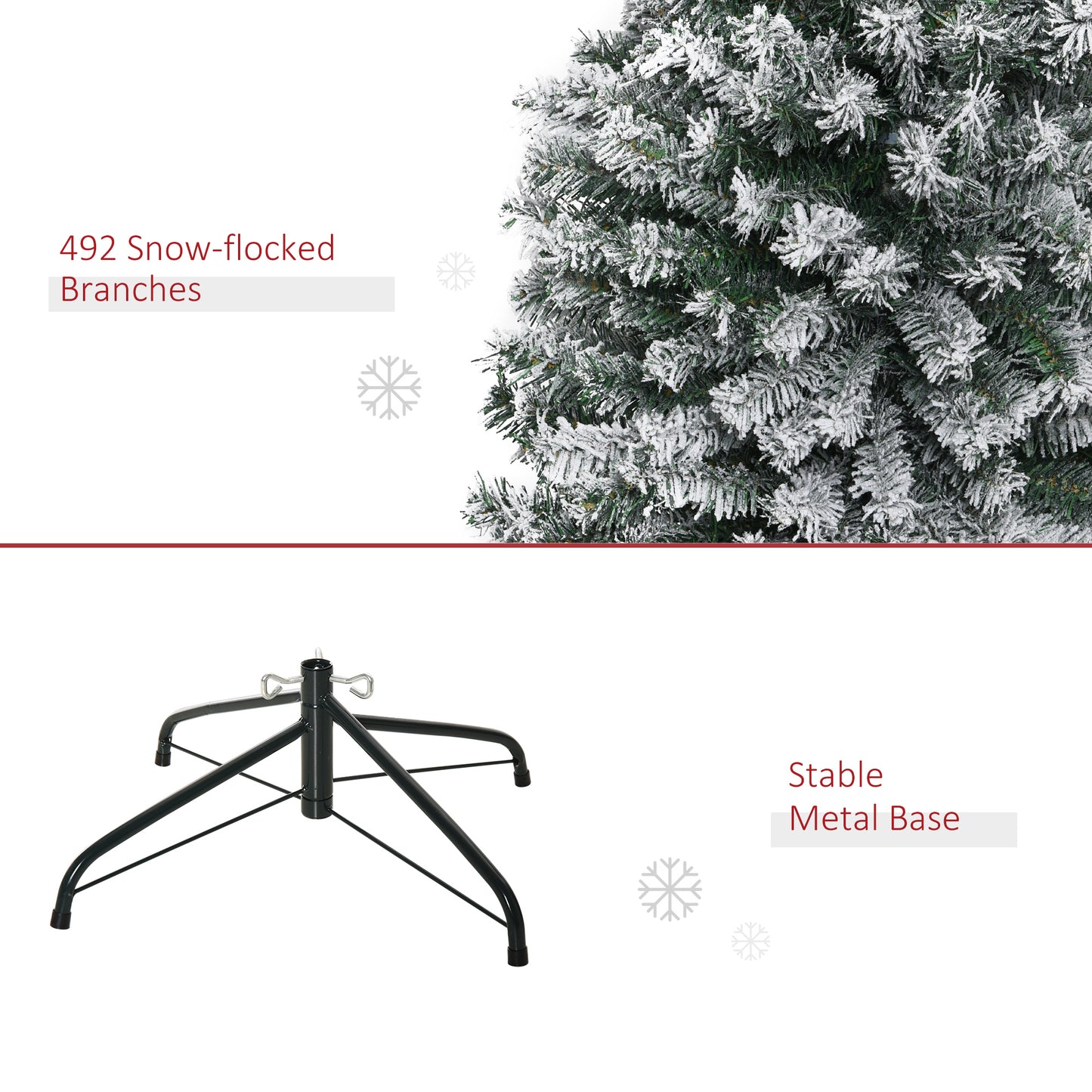 6ft Flocked Christmas Tree - Pencil Shape with Faux Snow