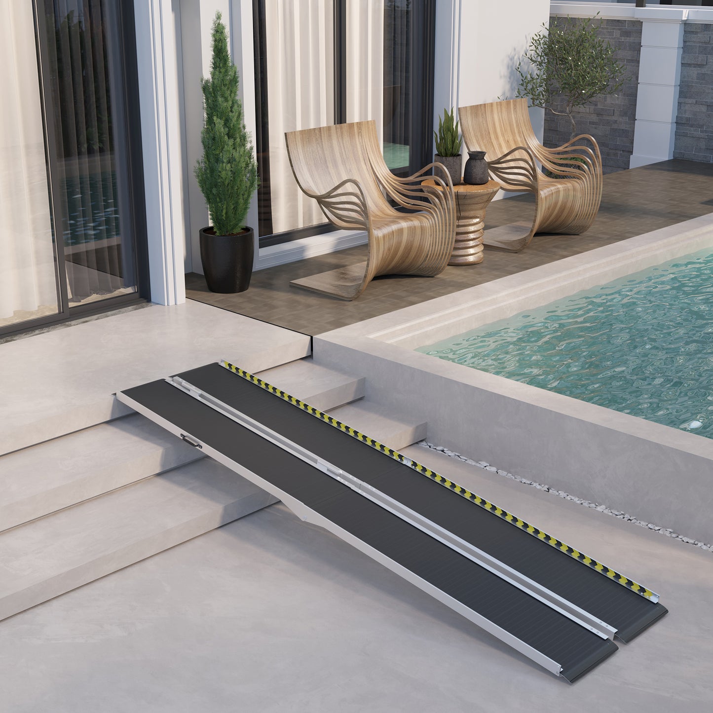 10FT Foldable Aluminum Wheelchair Ramp with Non-Slip Surface