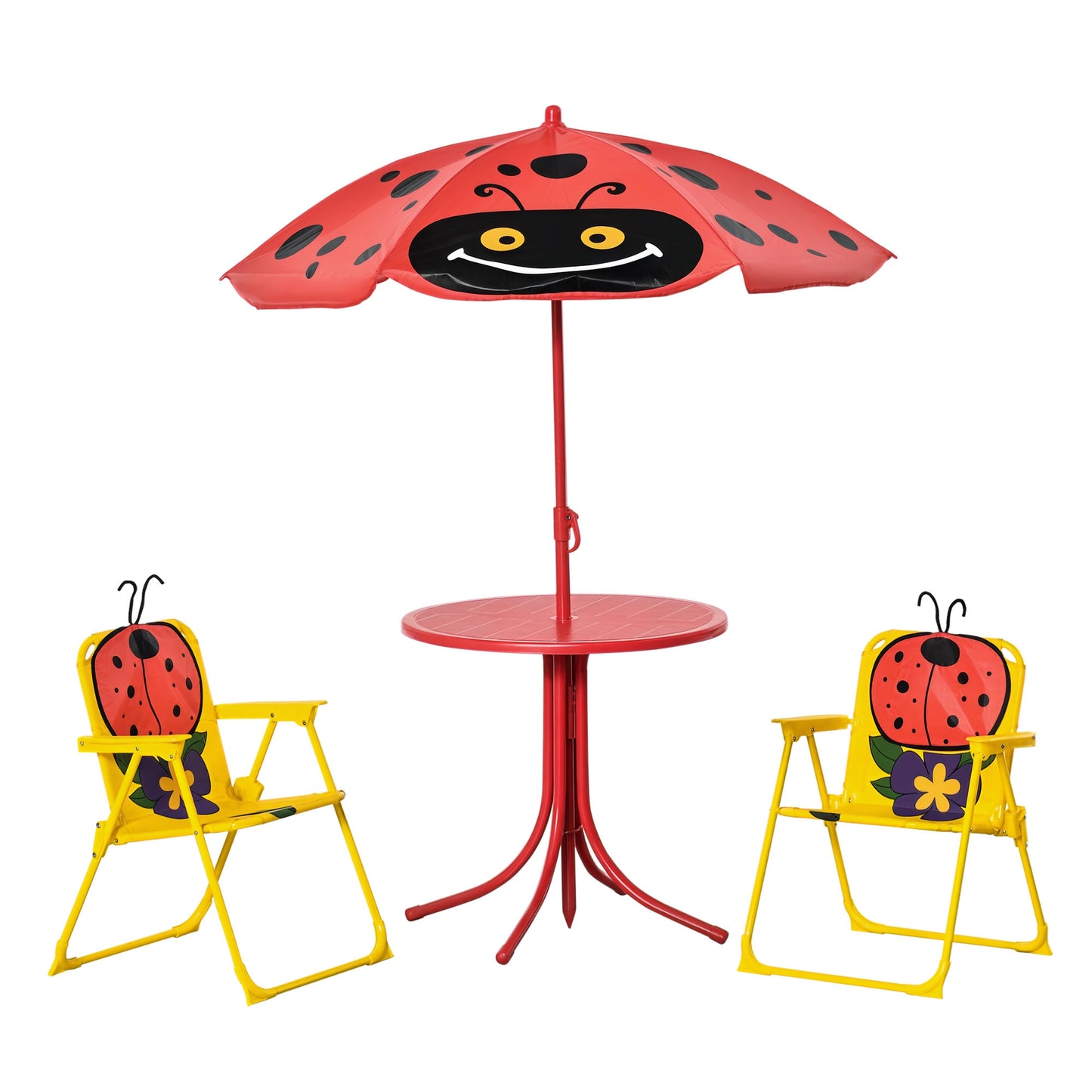 Kids Outdoor Table and Chair Set with Adjustable Umbrella - Red