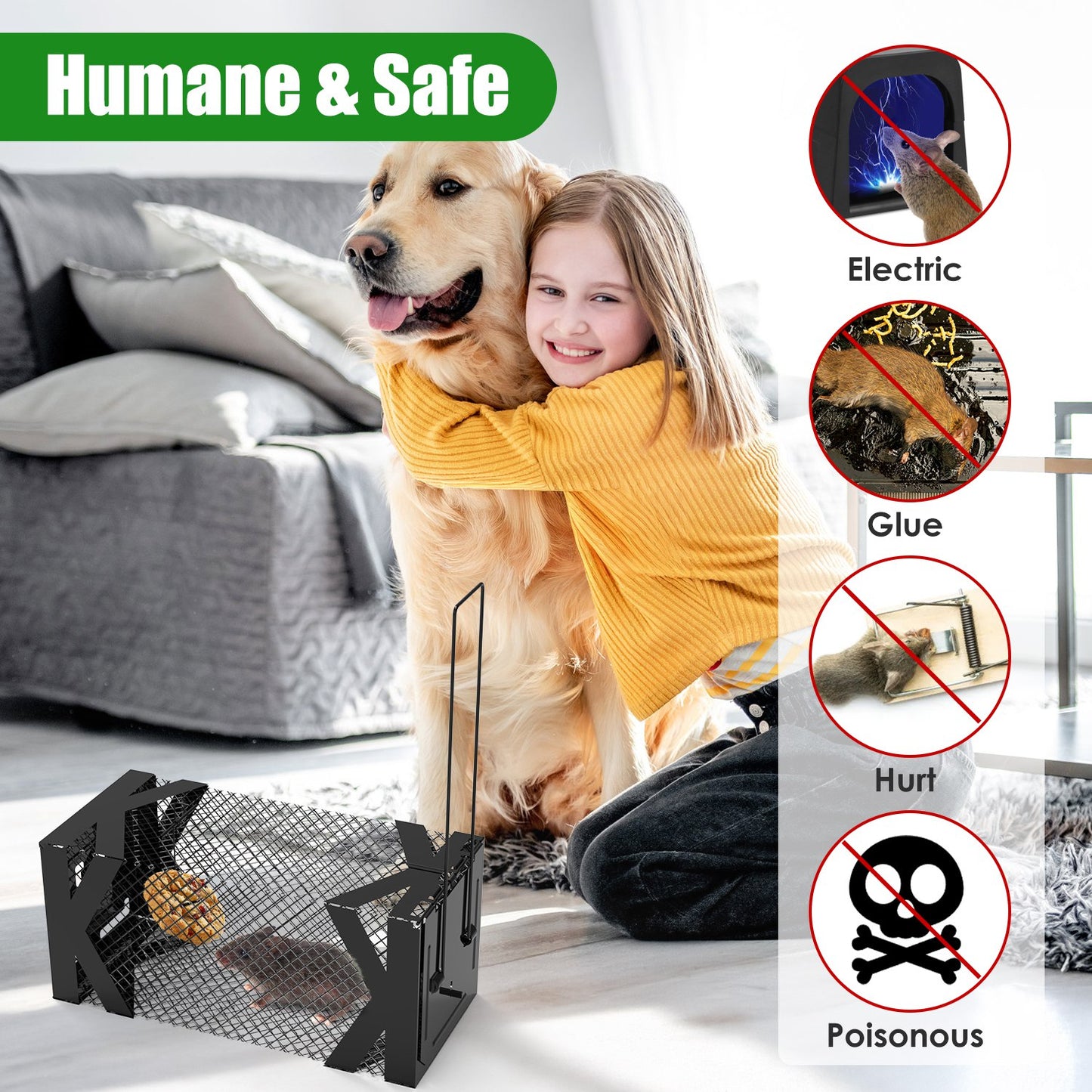 Humane Live Mouse Trap Cage - 2 Pcs Reusable Rodent Traps