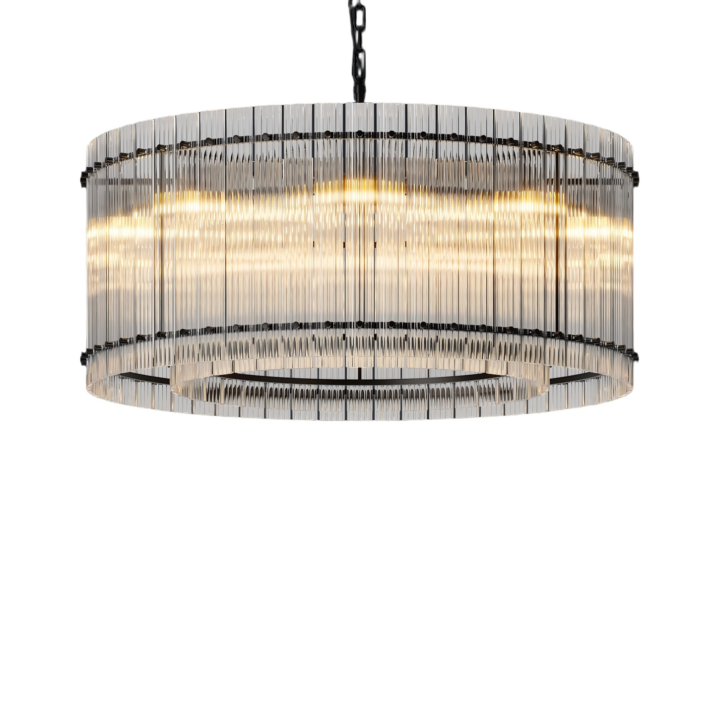 37-Inch Modern Round Chandelier - 2-Tier Water Ripple Crystal